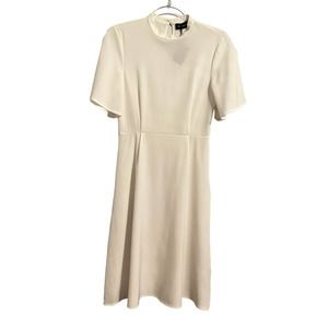 VANESSA SCOTT Midi Dress White Crepe Summer Dress Women's Size M NEW $150